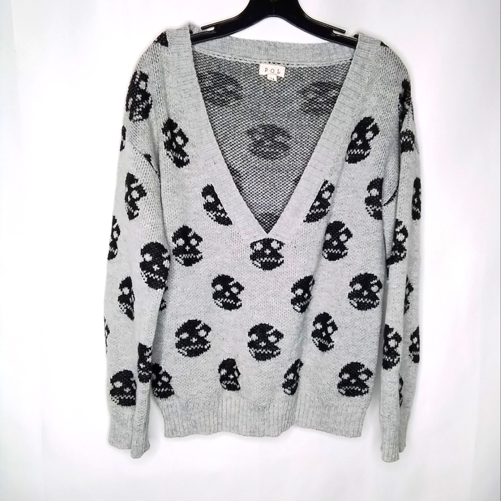 POL SKULL V-NECK SWEATER